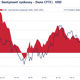Pozycja spekulacyjna netto w USD (mld USD); Źródło: Bloomberg, CFTC, TMS Brokers