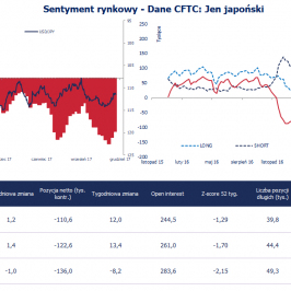Pozycja spekulacyjna netto w JPY (tys. kontraktów); Źródło: Bloomberg, CFTC, TMS Brokers