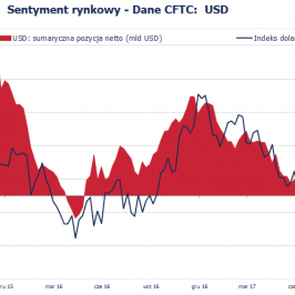 Pozycja spekulacyjna netto w USD (mld USD); Źródło: Bloomberg, CFTC, TMS Brokers