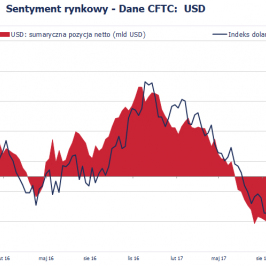 Pozycja spekulacyjna netto w USD (mld USD); Źródło: Bloomberg, CFTC, TMS Brokers