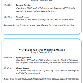Agenda szczytu OPEC; Źródło: opec.org