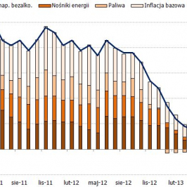 Dekompozycja inflacji CPI w Polsce <span>Źródło: GUS, obliczenia własne<span>