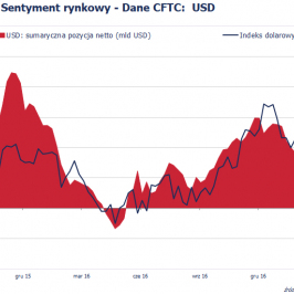 Pozycja spekulacyjna netto w USD (mld USD); Źródło: Bloomberg, CFTC, TMS Brokers