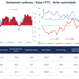 Pozycja spekulacyjna netto w AUD (tys. kontraktów); Źródło: Bloomberg, CFTC, TMS Brokers