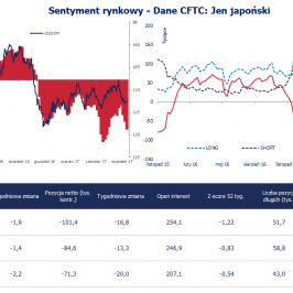 Pozycja spekulacyjna netto w JPY (tys. kontraktów); Źródło: Bloomberg, CFTC, TMS Brokers