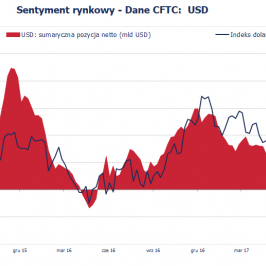 Pozycja spekulacyjna netto w USD (mld USD); Źródło: Bloomberg, CFTC, TMS Brokers