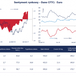 Pozycja spekulacyjna netto w EUR (tys. kontraktów); Źródło: Bloomberg, CFTC, TMS Brokers