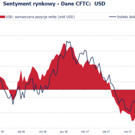 Pozycja spekulacyjna netto w USD (mld USD); Źródło: Bloomberg, CFTC, TMS Brokers