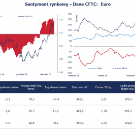 Pozycja spekulacyjna netto w EUR (tys. kontraktów); Źródło: Bloomberg, CFTC, TMS Brokers