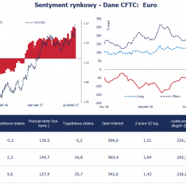 Pozycja spekulacyjna netto w EUR (tys. kontraktów); Źródło: Bloomberg, CFTC, TMS Brokers