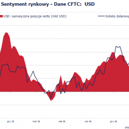 Pozycja spekulacyjna netto w USD (mld USD); Źródło: Bloomberg, CFTC, TMS Brokers