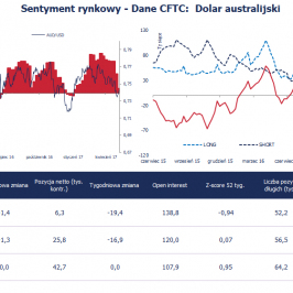 Pozycja spekulacyjna netto w AUD (tys. kontraktów); Źródło: Bloomberg, CFTC, TMS Brokers