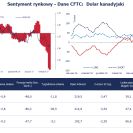 Pozycja spekulacyjna netto w CAD (tys. kontraktów); Źródło: Bloomberg, CFTC, TMS Brokers