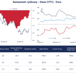 Pozycja spekulacyjna netto w EUR (tys. kontraktów); Źródło: Bloomberg, CFTC, TMS Brokers