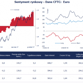 Pozycja spekulacyjna netto w EUR (tys. kontraktów); Źródło: Bloomberg, CFTC, TMS Brokers