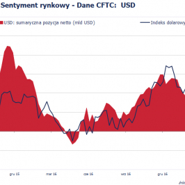 Pozycja spekulacyjna netto w USD (mld USD); Źródło: Bloomberg, CFTC, TMS Brokers