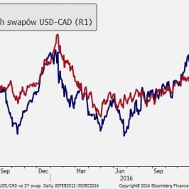 Wykres 10. Gdyby nie silniejszy finisz 2016 r. w wykonaniu ropy naftowej, USD/CAD mógłby już być ponad 1,40.