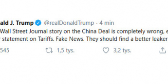 Trump: artykuł WSJ o umowie z Chinami jest całkowicie nieprawdziwy