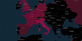Mapa zachorowań na koronawirusa. Źródło: Bloomberg