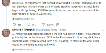 Trump: Fed jak uparte dziecko, USA potrzebują obniżek
