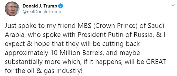 Trump winduje WTI w kierunku 25 USD za baryłkę