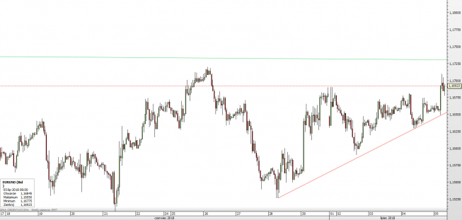 Wykres godzinowy EUR/USD. Źródło: TMS EUR/USD: próba przebicia 1,1730