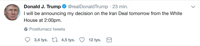 Trump tweetuje, kurs ropy nurkuje