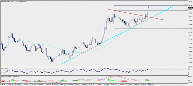 Wykres dzienny AUD/USD; Źródło: TMS Trader Wykres dzienny AUD/USD; Źródło: TMS Trader