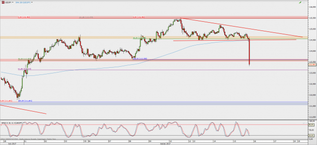 Wykres godzinowy USD/JPY; Źródło: TMS Direct