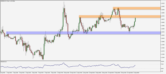 Wykres godzinowy pary walutowej EUR/USD. Źródło: TMS