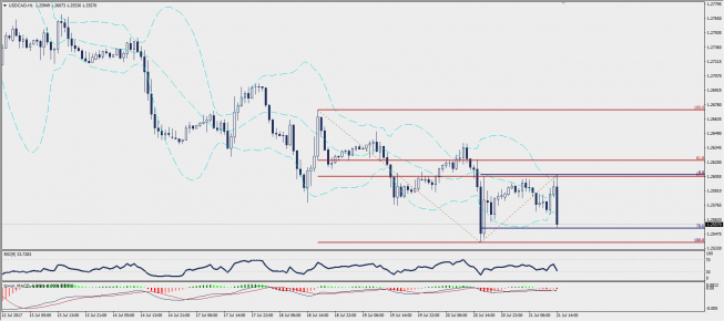 Wykres godzinowy USD/CAD; Źródło: TMS Trader