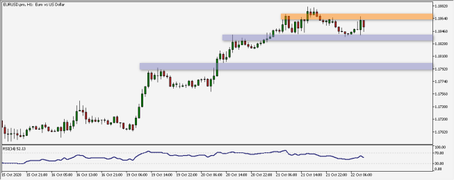 Wykres godzinowy EUR/USD. Źródło: TMS
