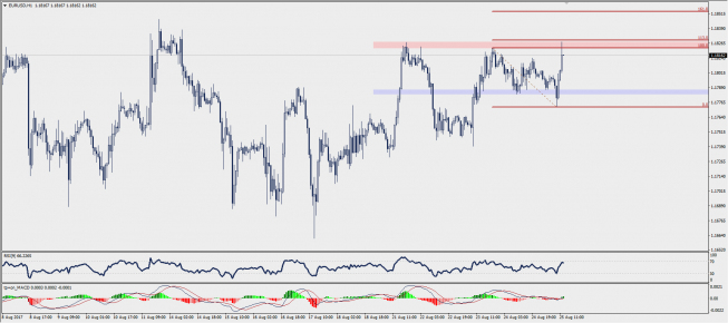 Wykres godzinowy EUR/USD; Źródło: TMS Trader Wykres godzinowy EUR/USD; Źródło: TMS Trader