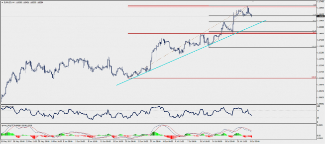 Wykres czterogodzinowy EUR/USD; Źródło: TMS Trader