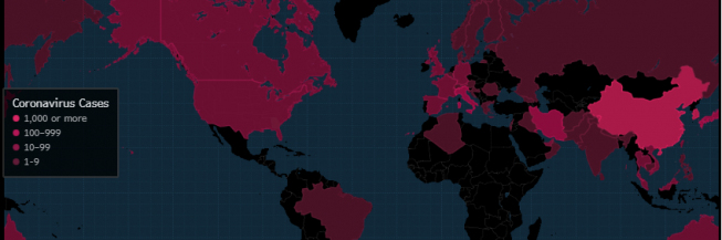 Mapa zachorowań na koronawirusa. Źródło: Bloomberg Mapa zachorowań na koronawirusa. Źródło: Bloomberg