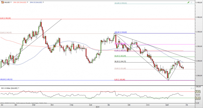 Wykres dzienny ceny złota [USD/oz] <span> Źródło: TMS Direct <span>