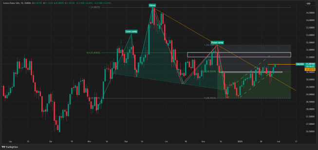 Wykres dzienny srebra, źródło: TradingView Srebro rośnie dziś 0.7%